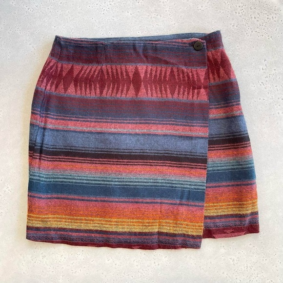 Vintage Joule Energy Striped Southwestern Style Mini Wrap Skirt M - Picture 1 of 8